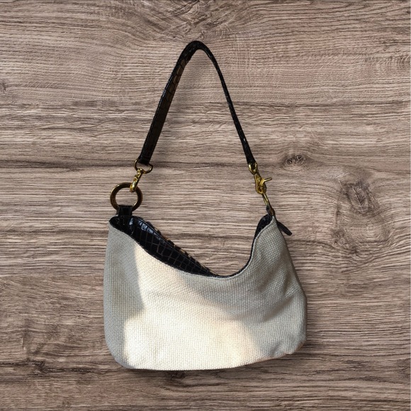 Andre Oliver Black Croc Print & Pony Hair Tiger Stripe Shooulder Bag Purse VGUC - Picture 2 of 8